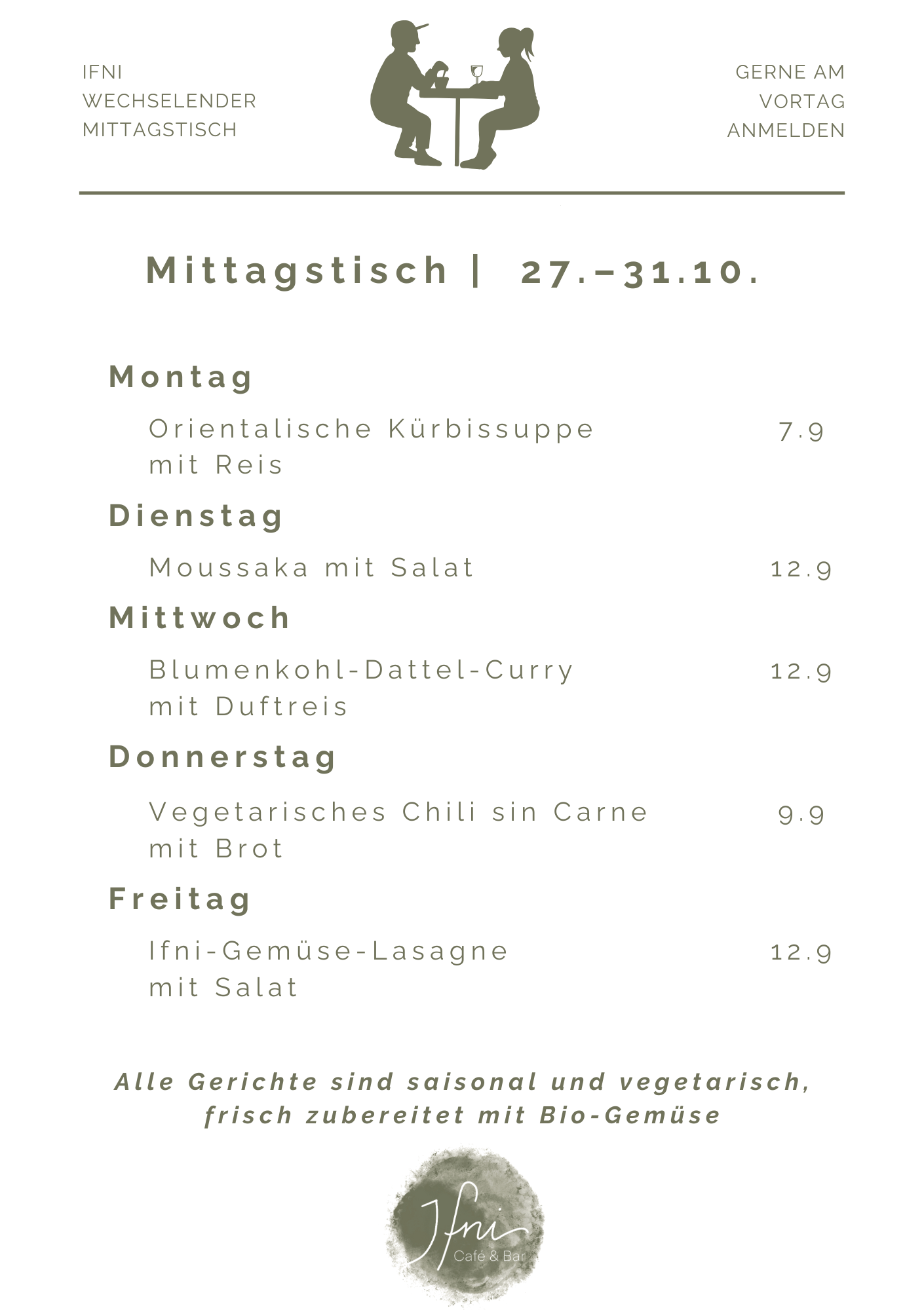 Der Mittagstisch in Füssen vom  27.–31.10.