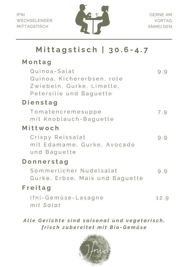 Der Mittagstisch in Füssen vom  30.6-4.7