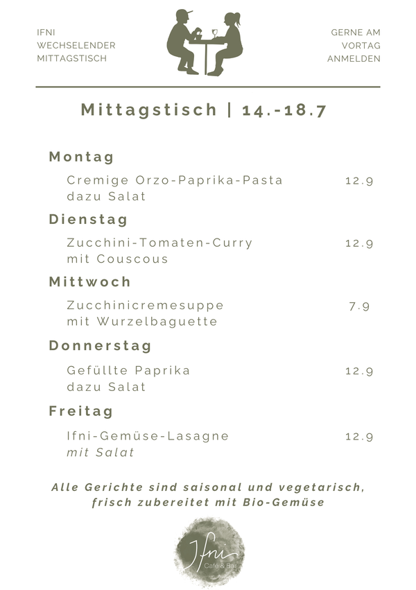Der Mittagstisch in Füssen vom  14.-18.7