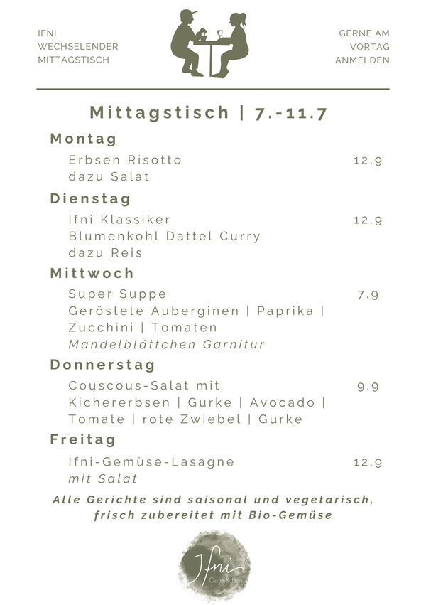 Der Mittagstisch in Füssen vom  7.-11.7