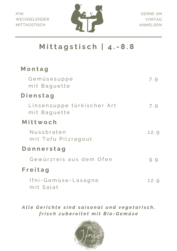 Der Mittagstisch in Füssen vom  4.-8.8