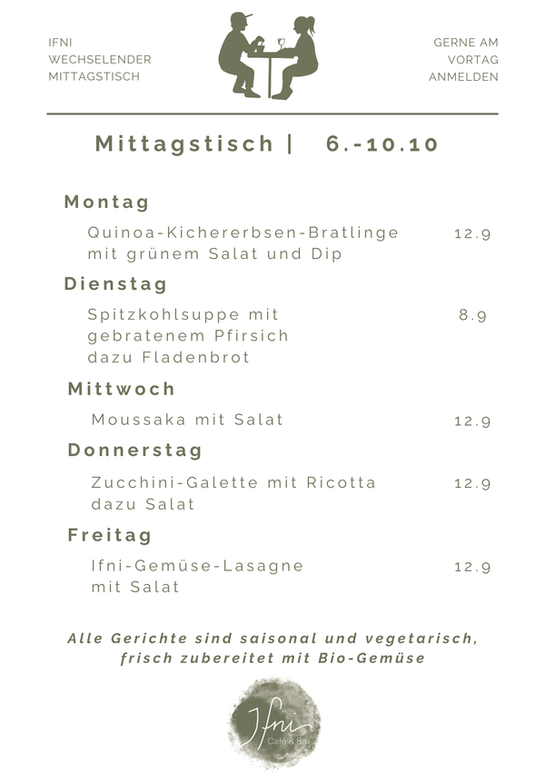 Der Mittagstisch in Füssen vom  6.10 - 10.10