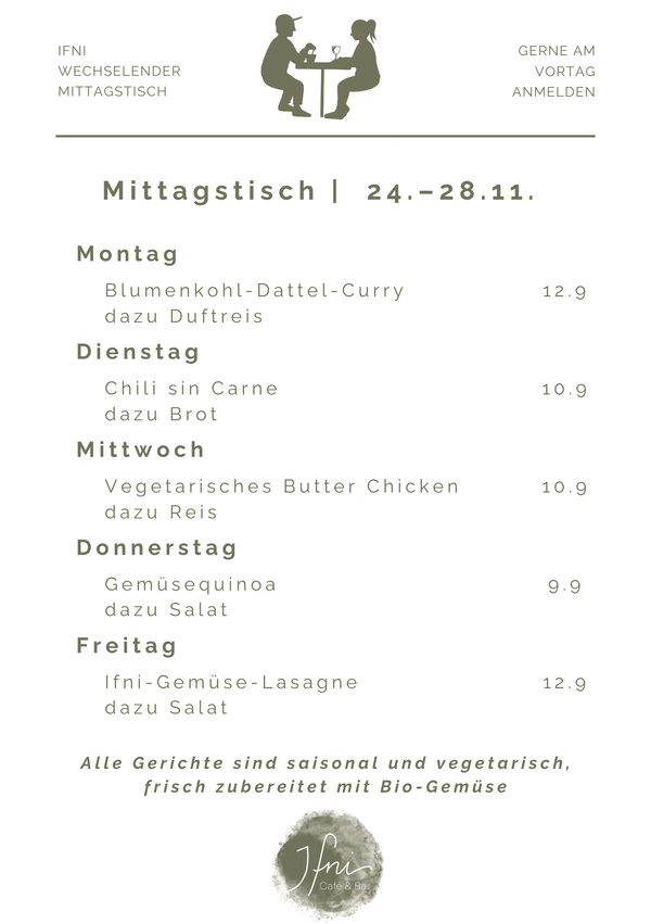 Der Mittagstisch in Füssen vom  24.–28.11.