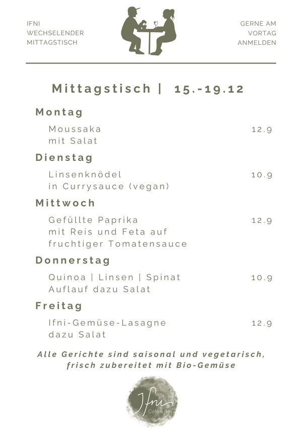 Der Mittagstisch in Füssen vom  15.-19.12.