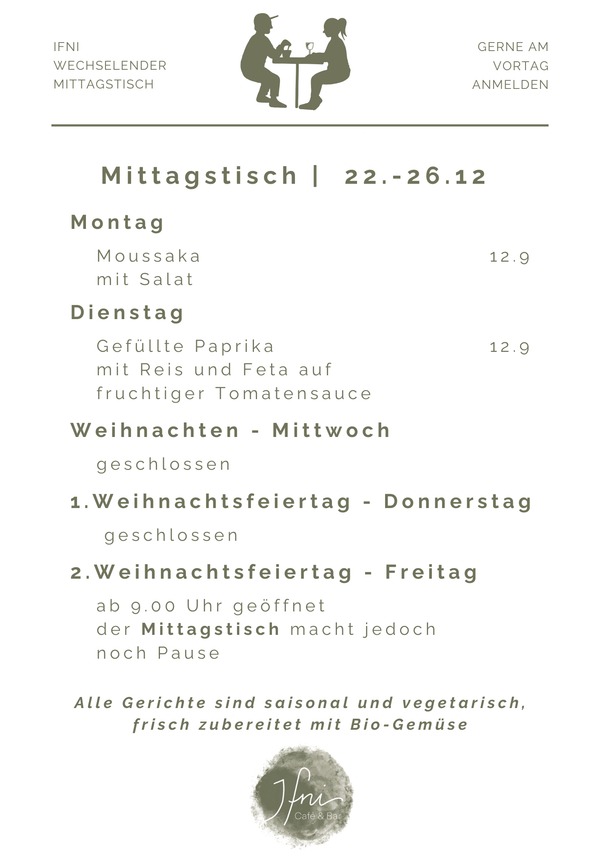 Der Mittagstisch in Füssen vom  22.-26.12
