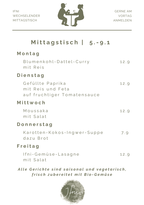 Der Mittagstisch in Füssen vom  5.-9.1