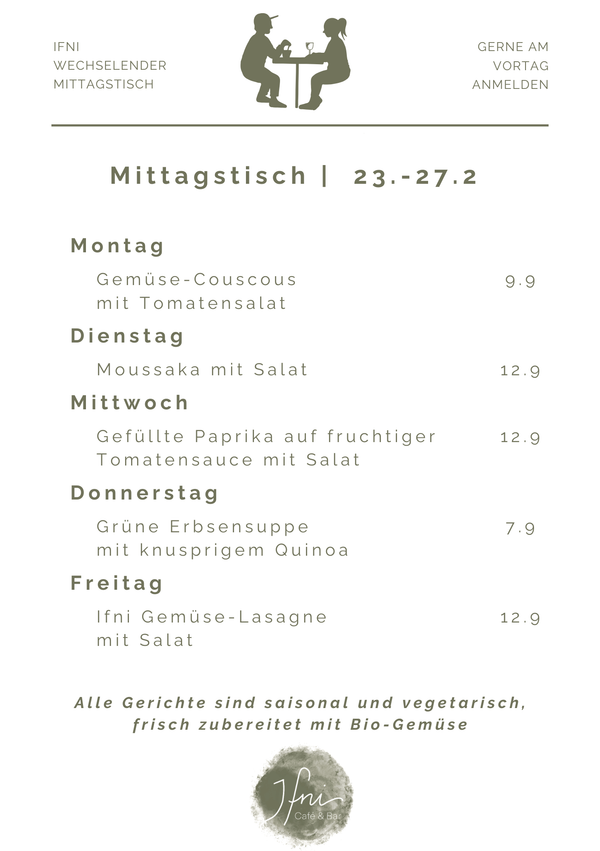 Der Mittagstisch in Füssen vom  23.-27.2