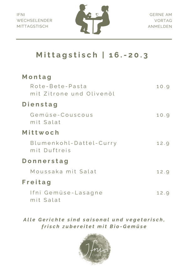 Der Mittagstisch in Füssen vom  16.-20.3