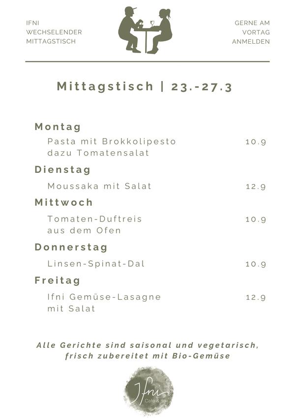 Der Mittagstisch in Füssen vom  23.-27.3