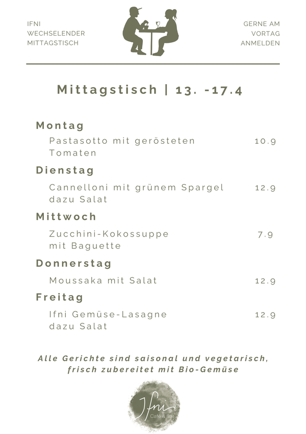 Der Mittagstisch in Füssen vom  13.-17.4