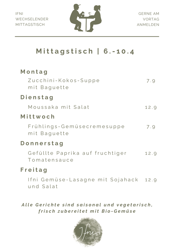 Der Mittagstisch in Füssen vom  6.-10.4